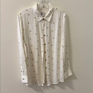 Chico's Cream Shirt with Gold Details